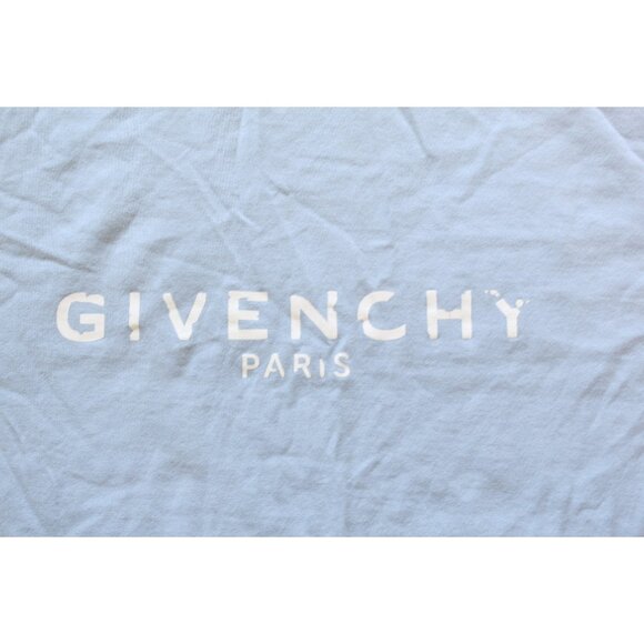 Givenchy T shirt Crew Neck Small Cotton Short Sleeves Baby blue Faded Logo As is - Picture 4 of 10